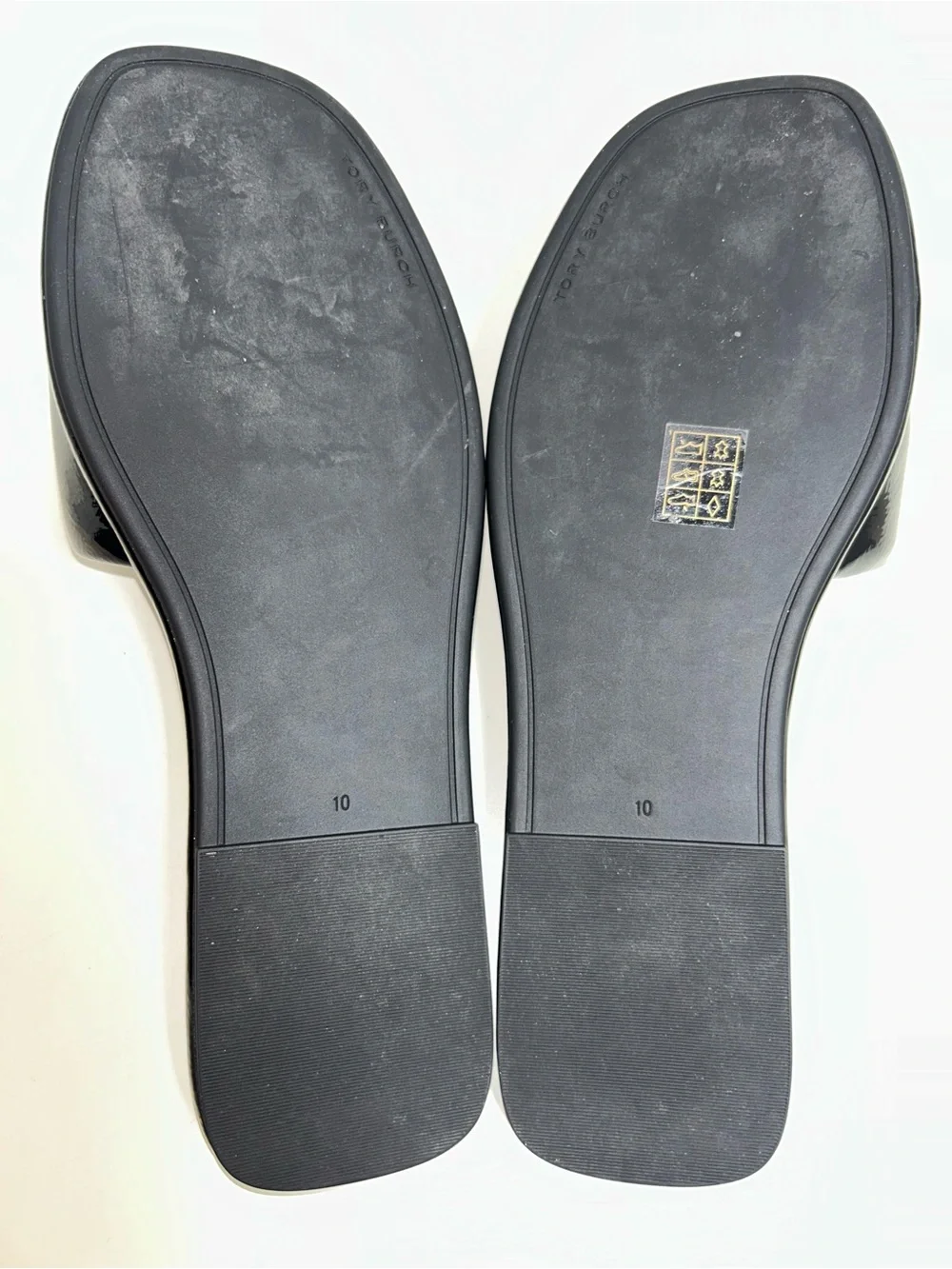 Tory Burch Double T Sport Slides Perfect Black Patent Leather